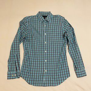 Banana Republic Blue Check Non-Iron Tailored Slim Shirt